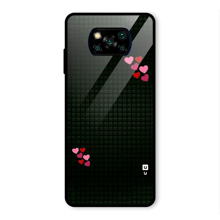 Square and Hearts Glass Back Case for Poco X3 Pro