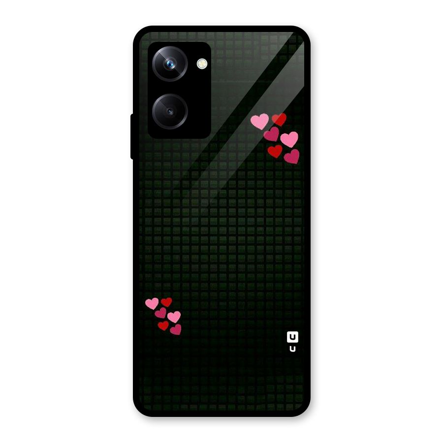 Square and Hearts Glass Back Case for Realme 10 Pro