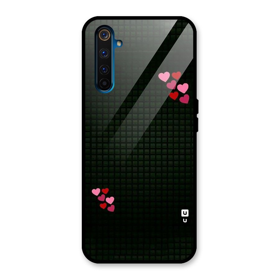 Square and Hearts Glass Back Case for Realme 6 Pro