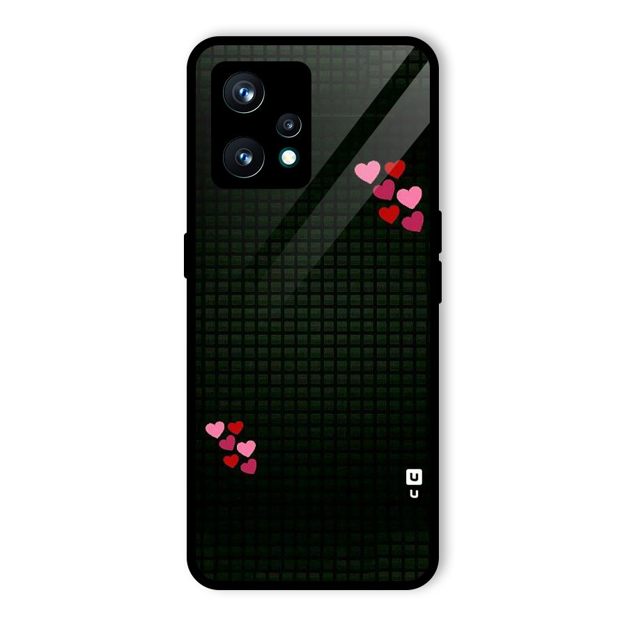 Square and Hearts Glass Back Case for Realme 9 Pro Plus 5G