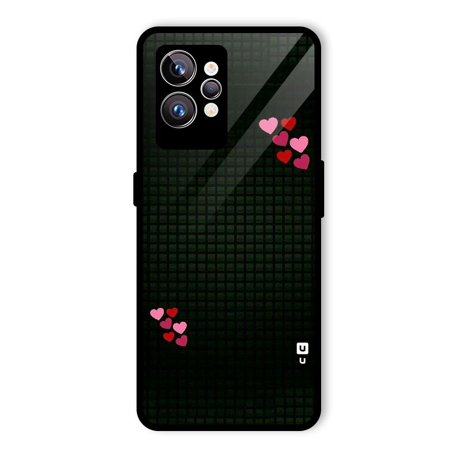 Square and Hearts Glass Back Case for Realme GT2 Pro