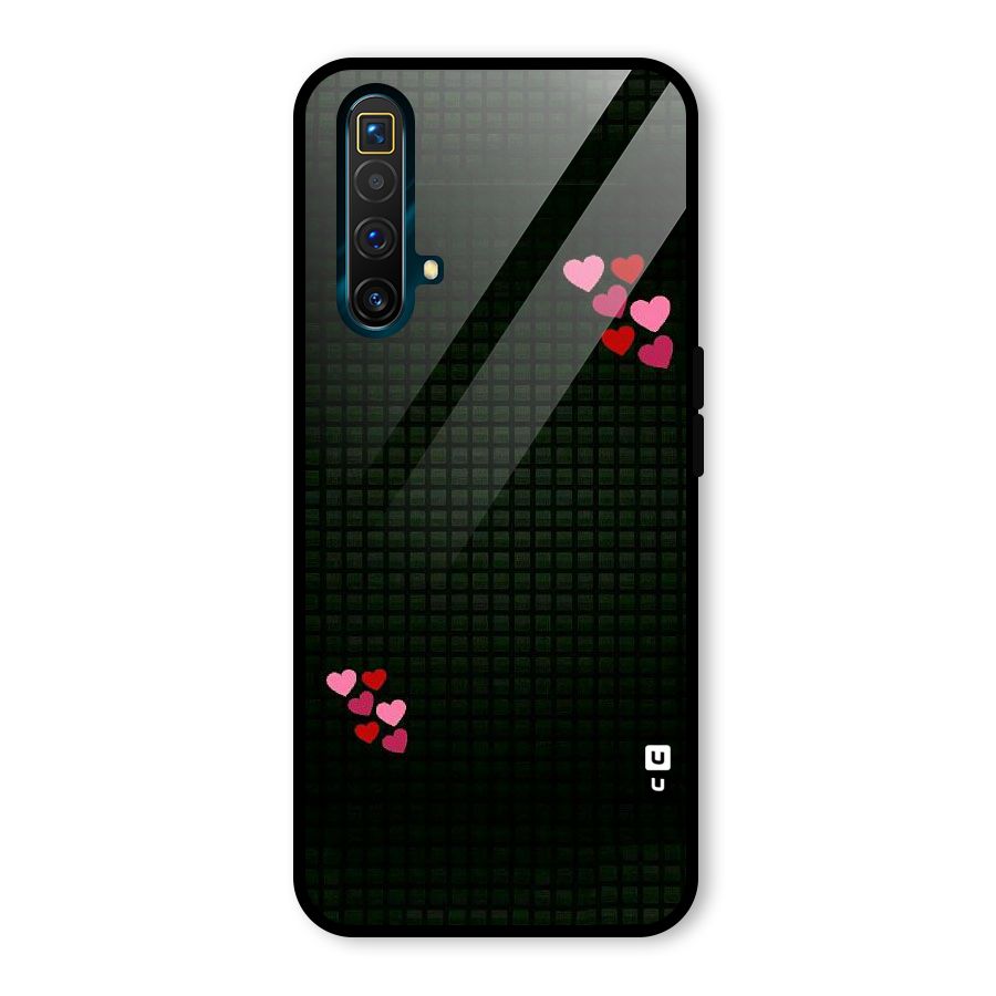 Square and Hearts Glass Back Case for Realme X3 SuperZoom