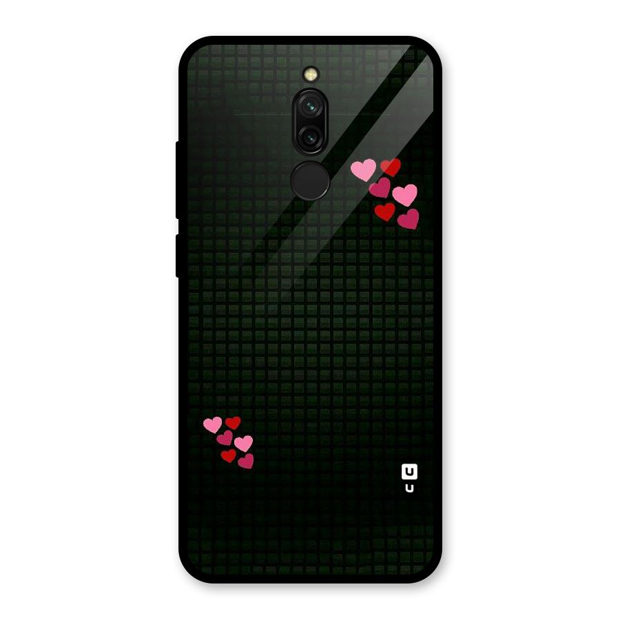 Square and Hearts Glass Back Case for Redmi 8
