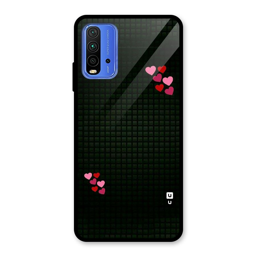 Square and Hearts Glass Back Case for Redmi 9 Power