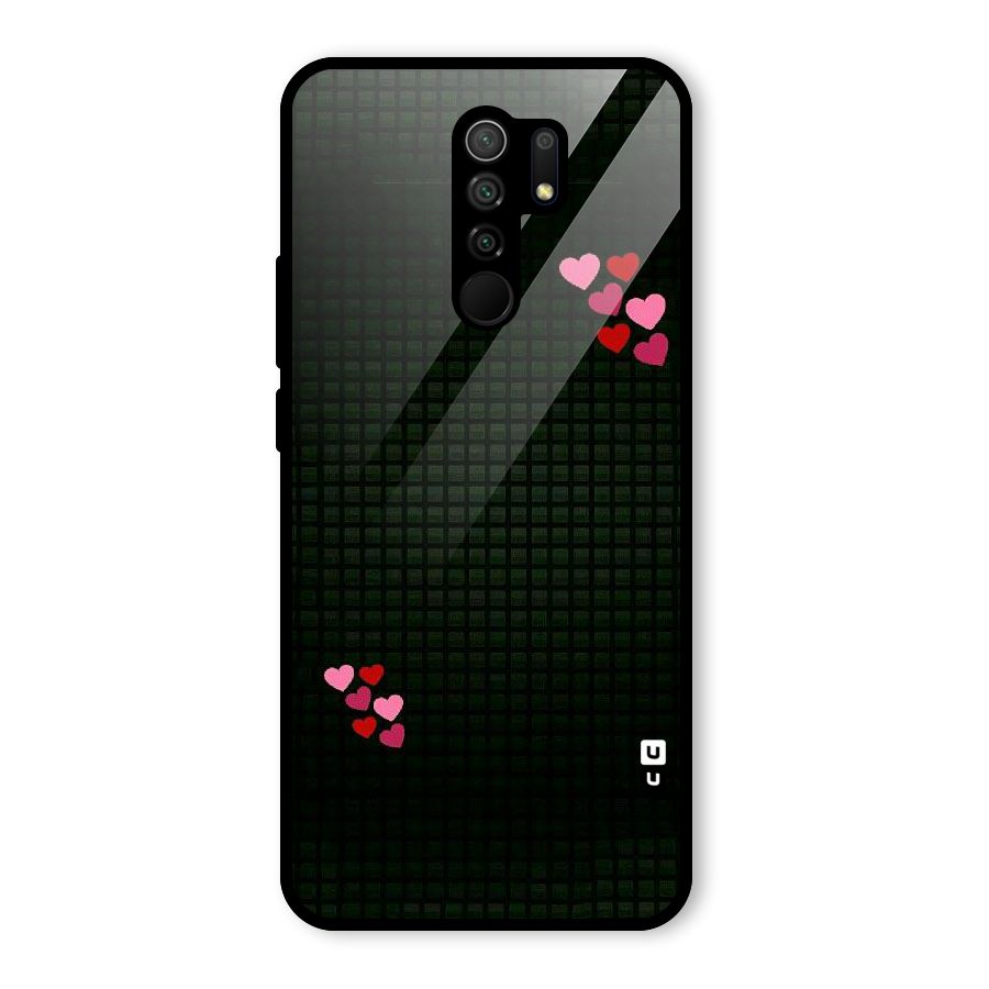 Square and Hearts Glass Back Case for Redmi 9 Prime