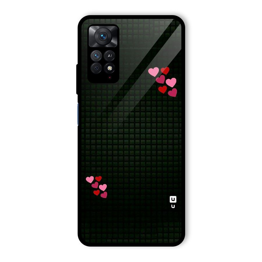 Square and Hearts Glass Back Case for Redmi Note 11 Pro