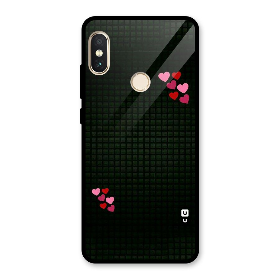 Square and Hearts Glass Back Case for Redmi Note 5 Pro