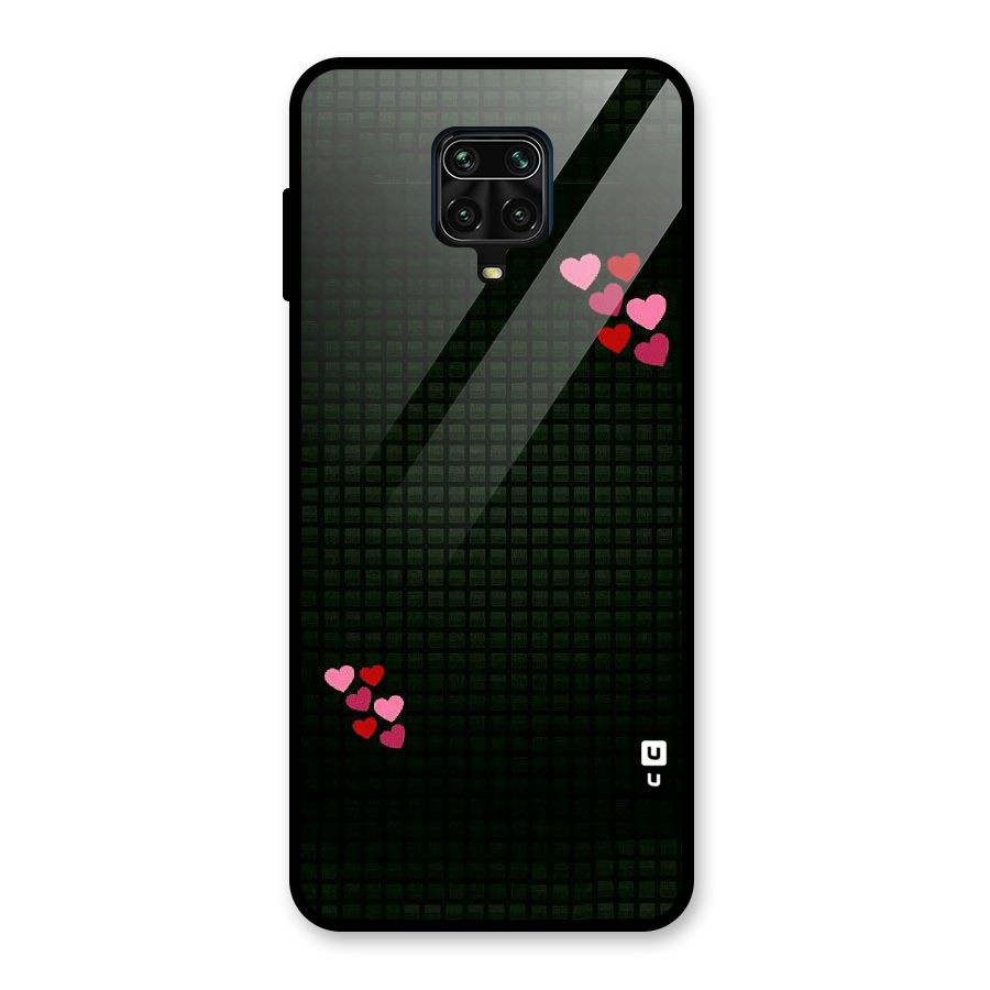 Square and Hearts Glass Back Case for Redmi Note 9 Pro