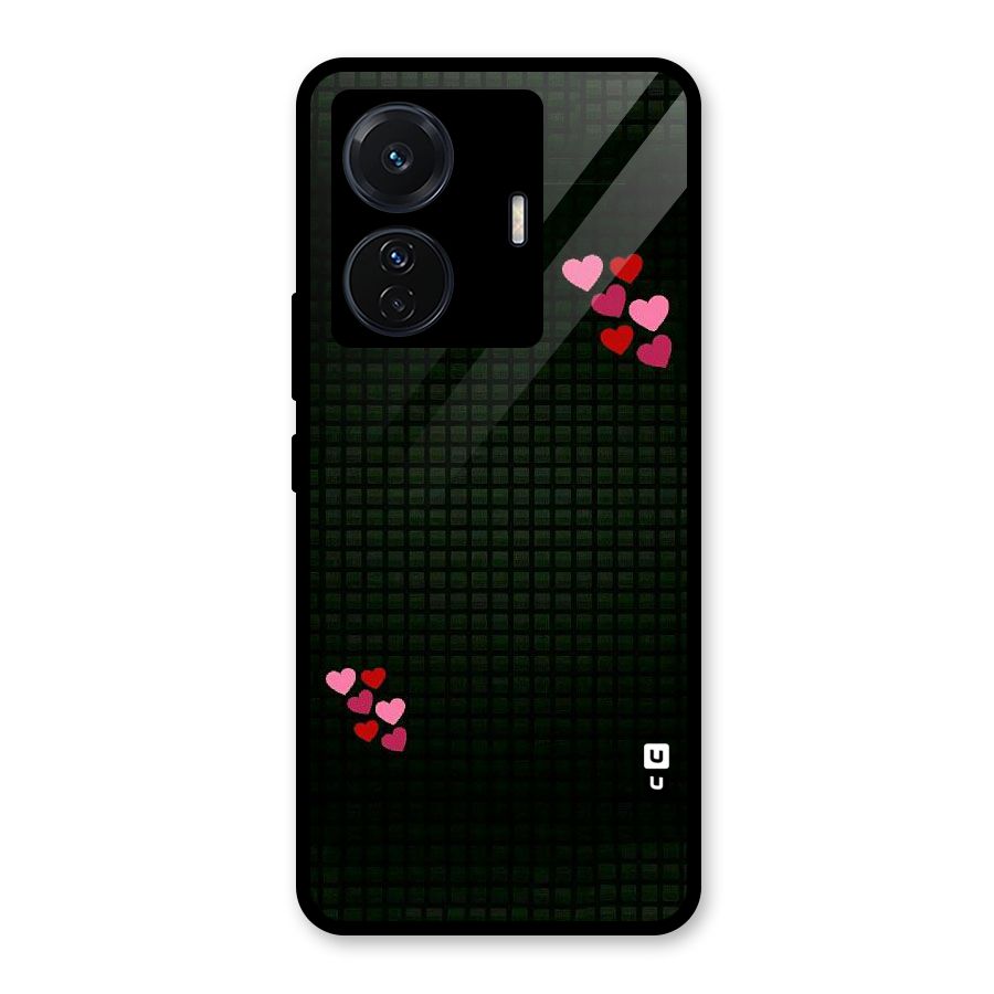 Square and Hearts Glass Back Case for Vivo T1 Pro