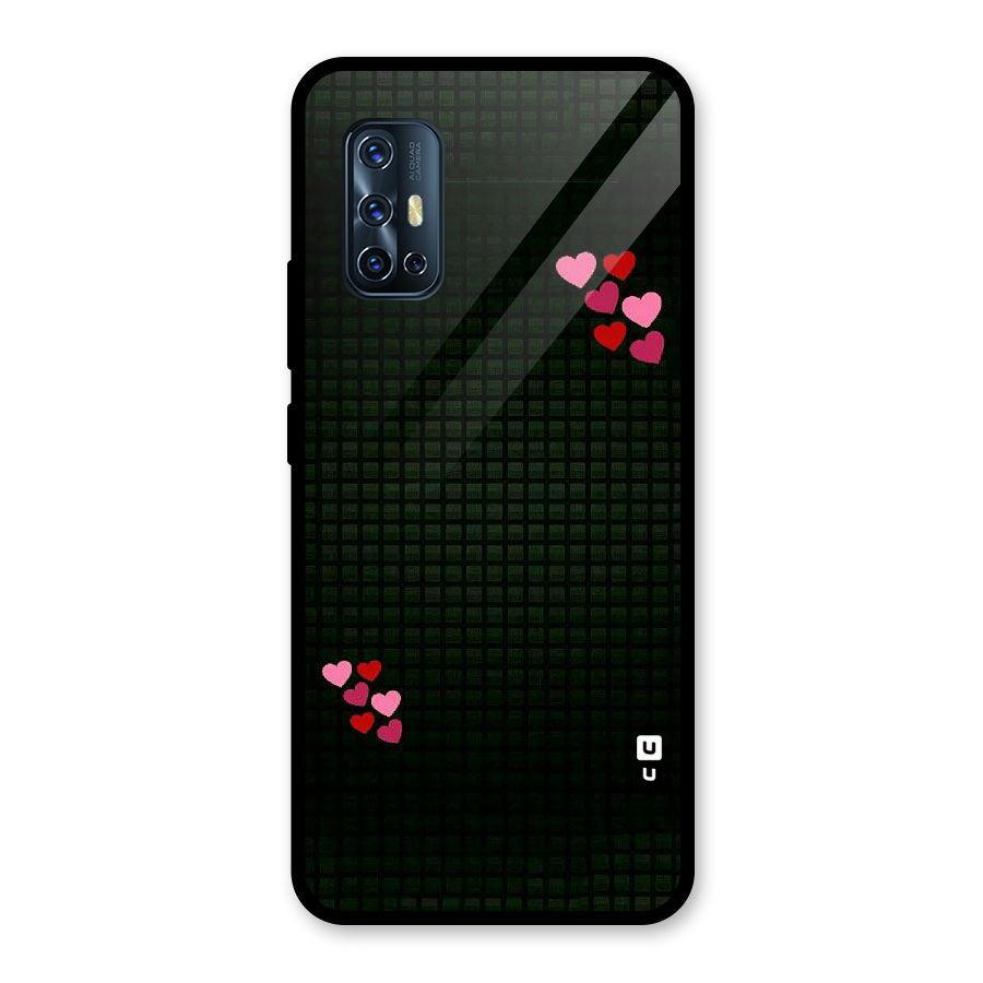 Square and Hearts Glass Back Case for Vivo V17