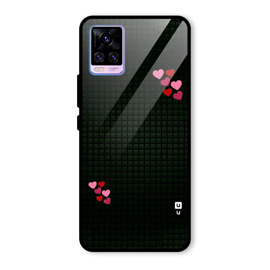 Square and Hearts Glass Back Case for Vivo V20 Pro