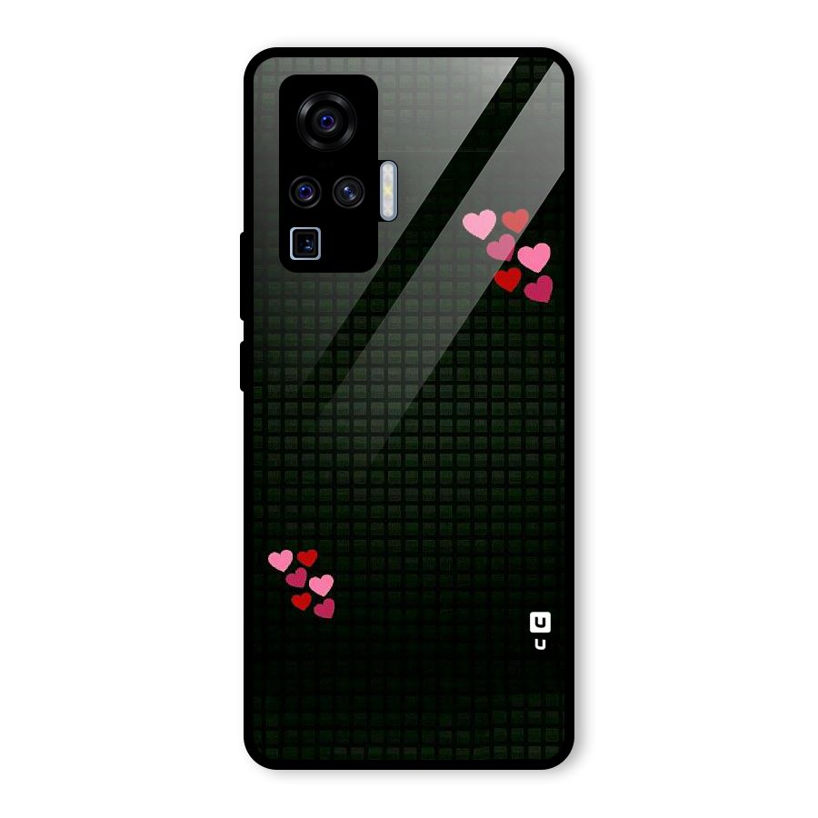 Square and Hearts Glass Back Case for Vivo X50 Pro