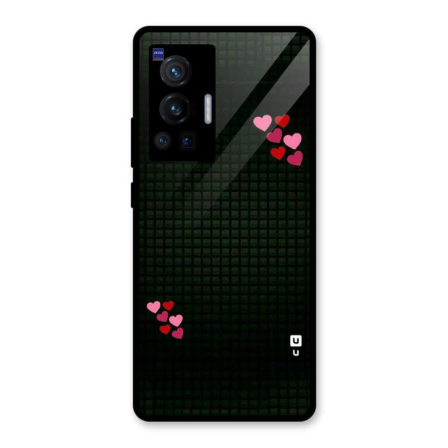 Square and Hearts Glass Back Case for Vivo X70 Pro