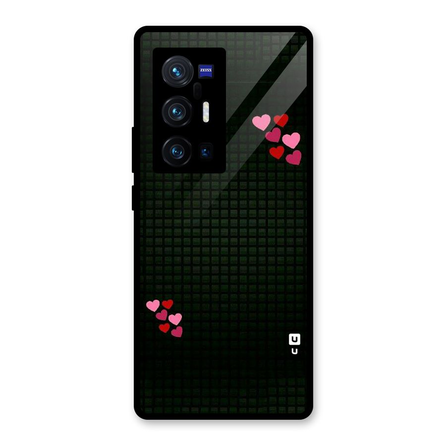 Square and Hearts Glass Back Case for Vivo X70 Pro Plus