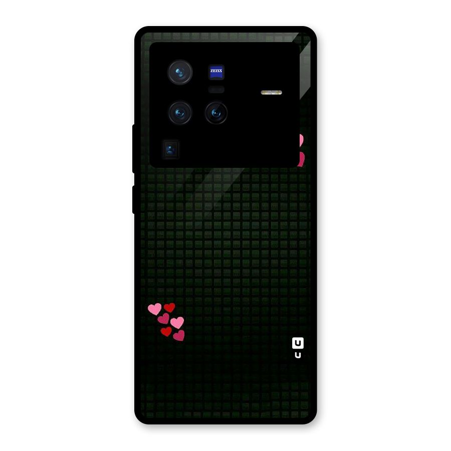 Square and Hearts Glass Back Case for Vivo X80 Pro