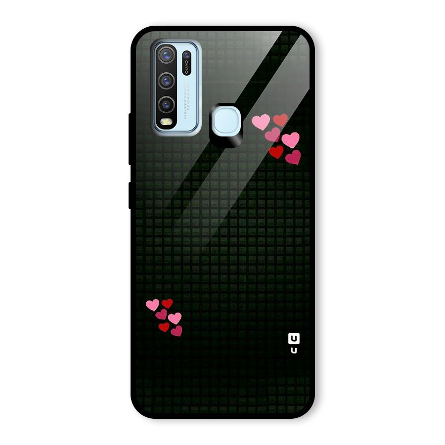 Square and Hearts Glass Back Case for Vivo Y50