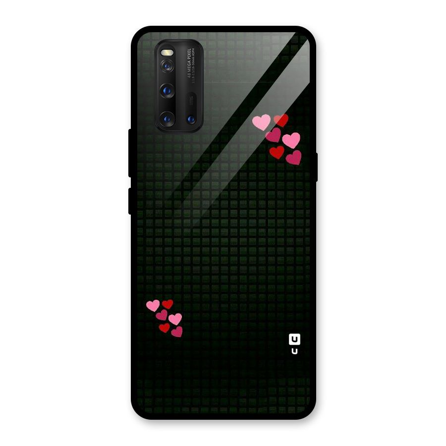 Square and Hearts Glass Back Case for Vivo iQOO 3
