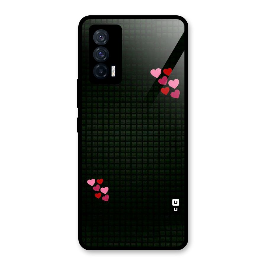 Square and Hearts Glass Back Case for Vivo iQOO 7 5G
