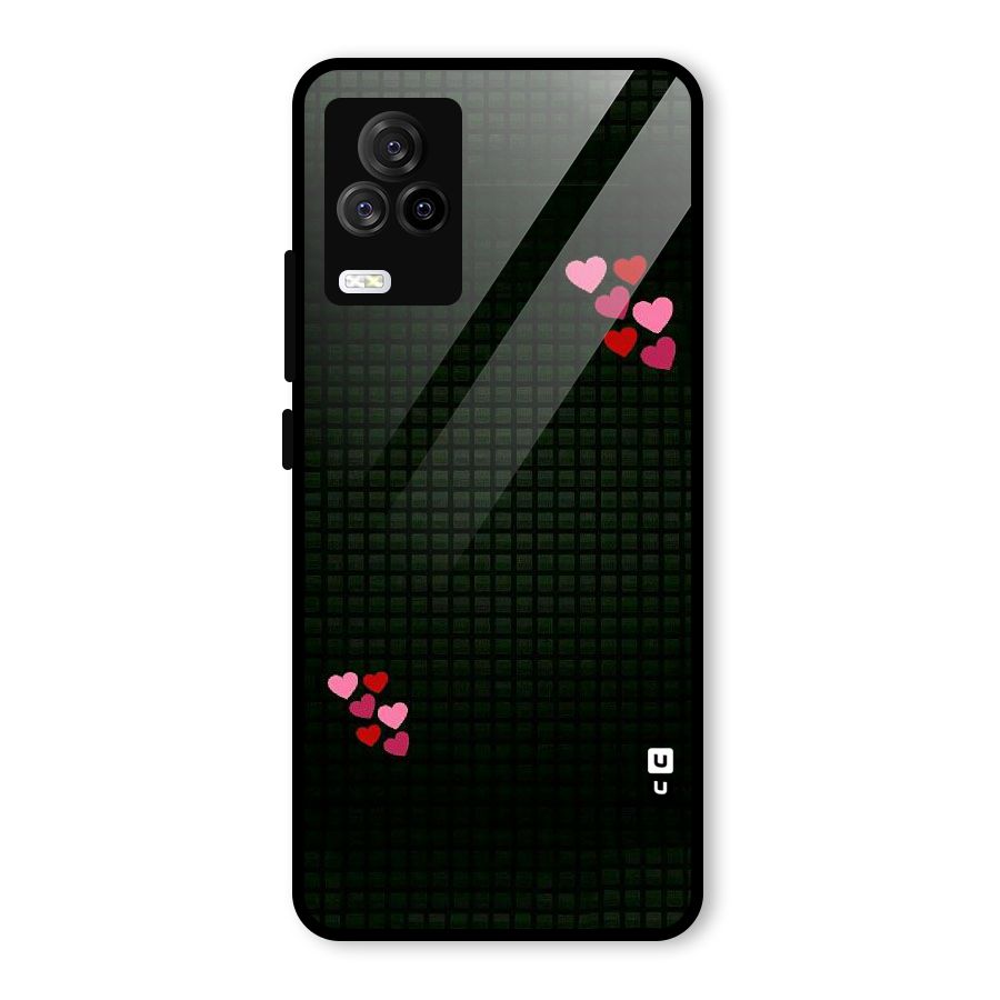 Square and Hearts Glass Back Case for Vivo iQOO 7 Legend 5G