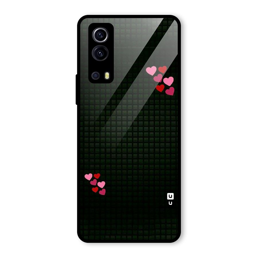 Square and Hearts Glass Back Case for Vivo iQOO Z3