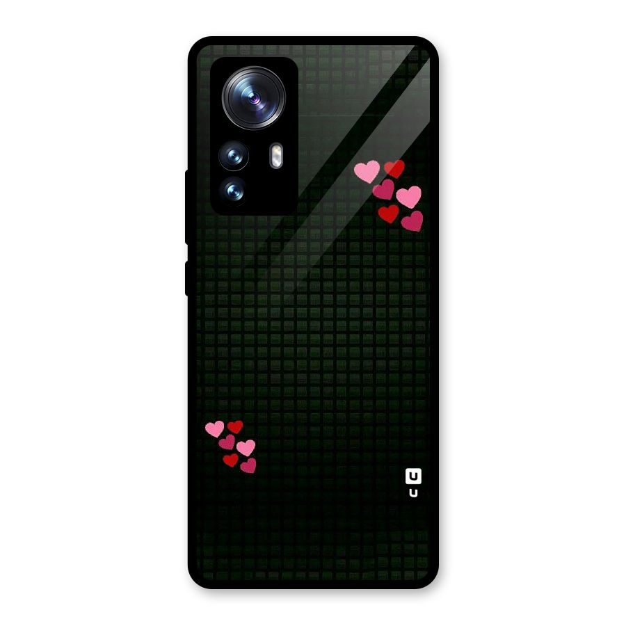 Square and Hearts Glass Back Case for Xiaomi 12 Pro