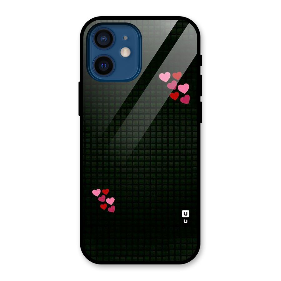 Square and Hearts Glass Back Case for iPhone 12 Mini