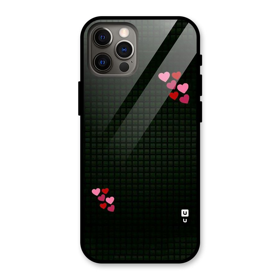 Square and Hearts Glass Back Case for iPhone 12 Pro