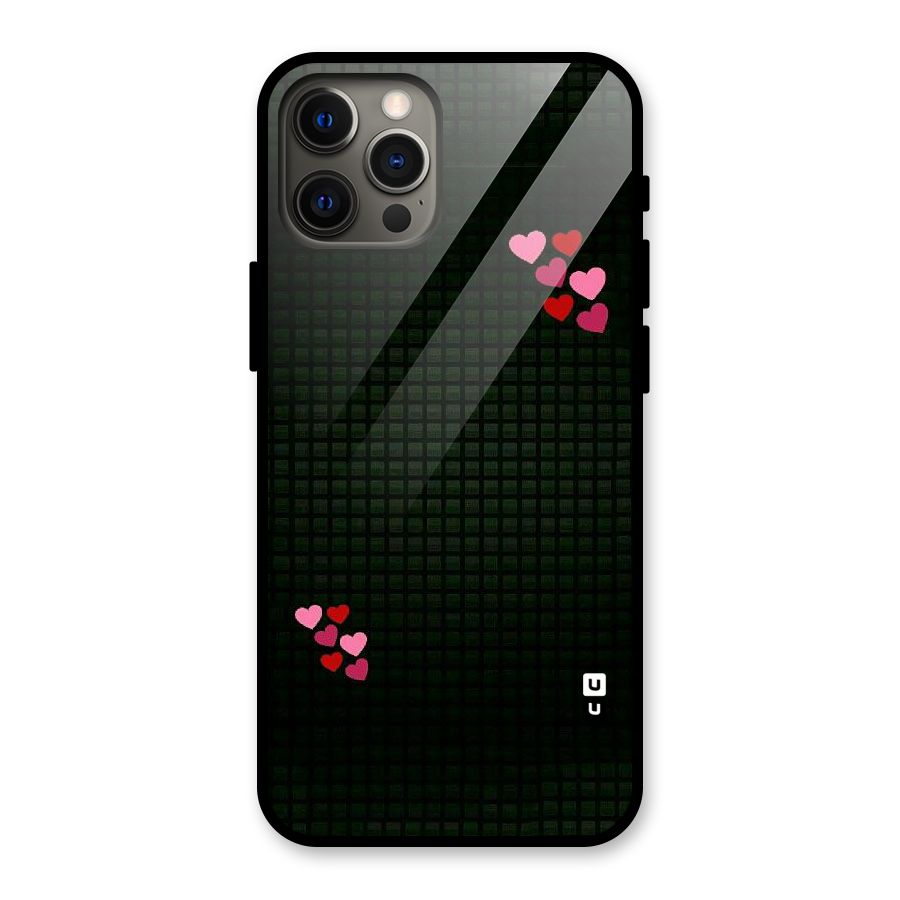Square and Hearts Glass Back Case for iPhone 12 Pro Max