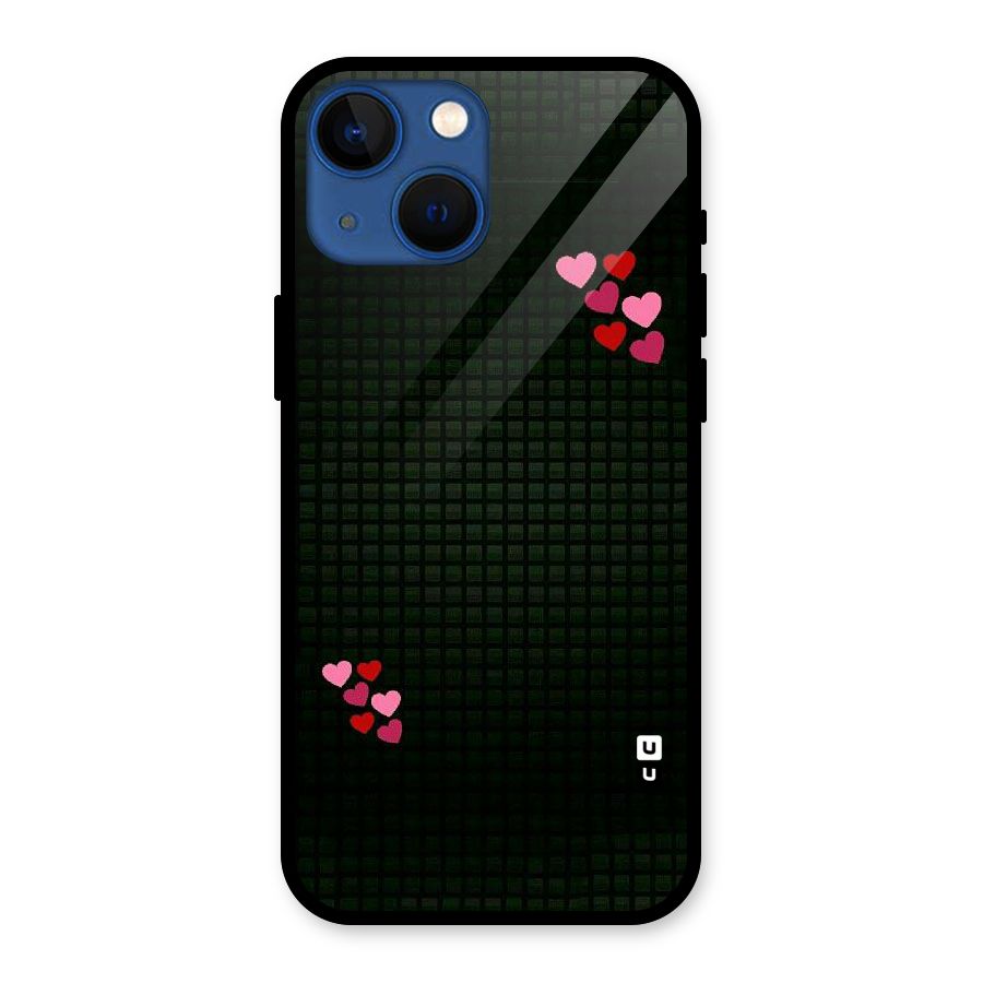 Square and Hearts Glass Back Case for iPhone 13 Mini