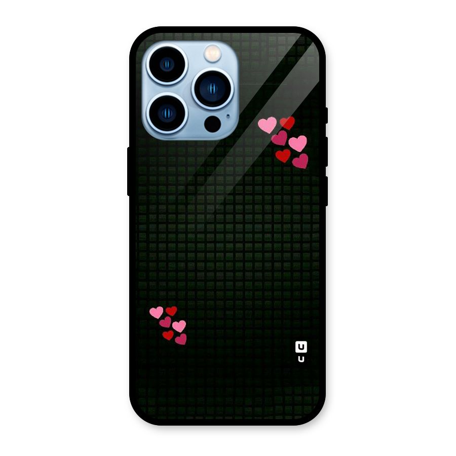 Square and Hearts Glass Back Case for iPhone 13 Pro