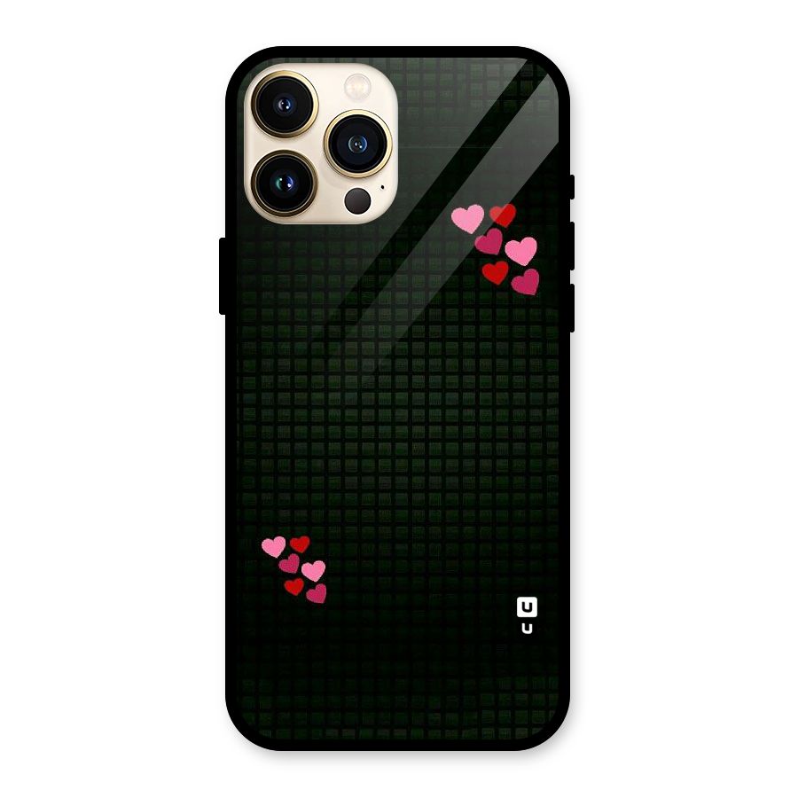 Square and Hearts Glass Back Case for iPhone 13 Pro Max