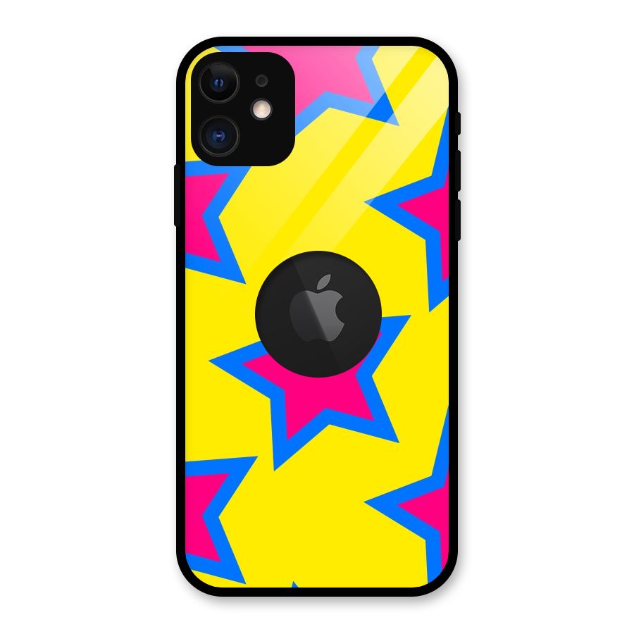 Star Pattern Glass Back Case for iPhone 11 Logo Cut
