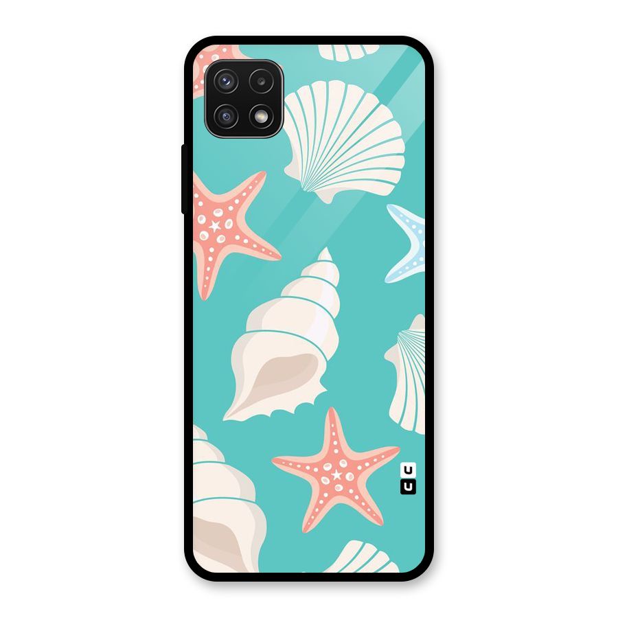 Starfish Sea Shell Glass Back Case for Galaxy A22 5G