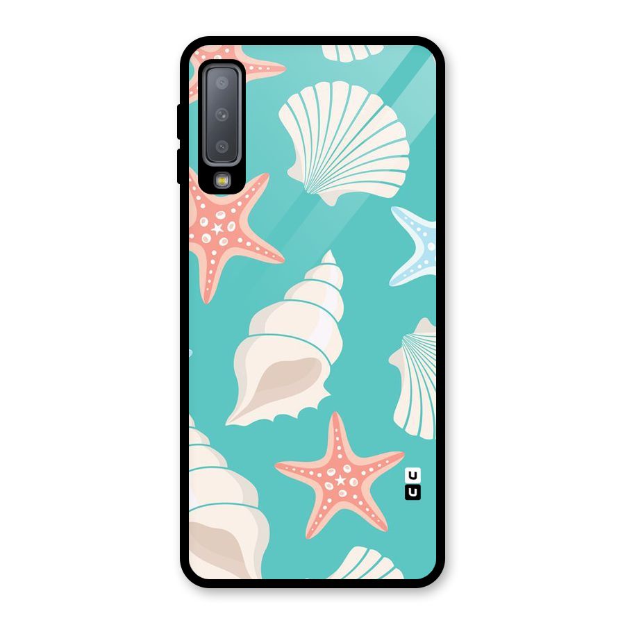 Starfish Sea Shell Glass Back Case for Galaxy A7 (2018)