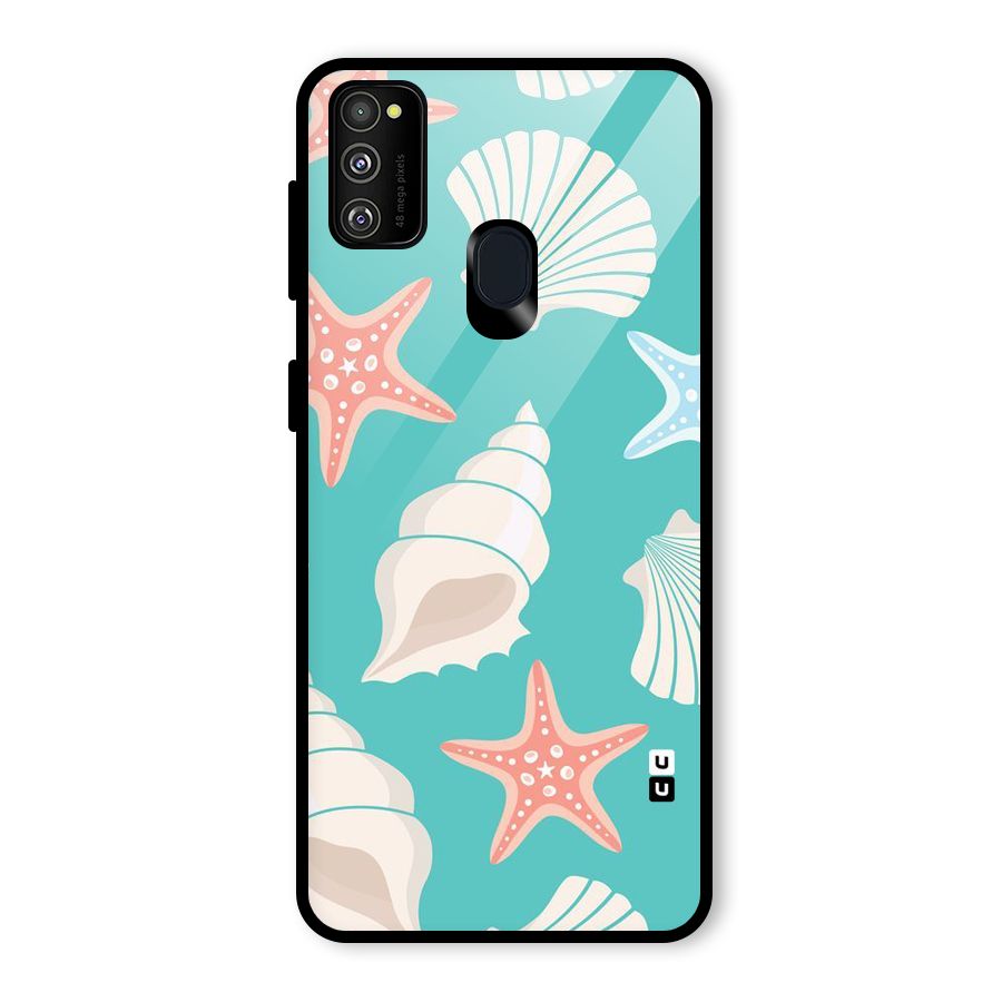 Starfish Sea Shell Glass Back Case for Galaxy M30s