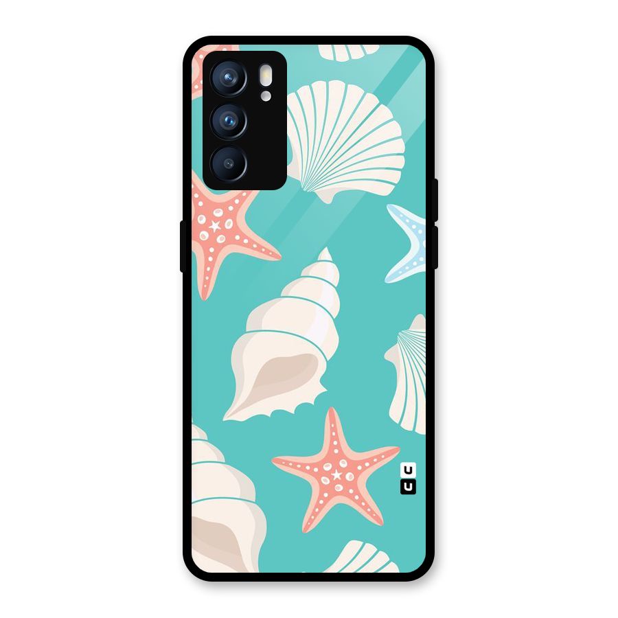 Starfish Sea Shell Glass Back Case for Oppo Reno6 5G