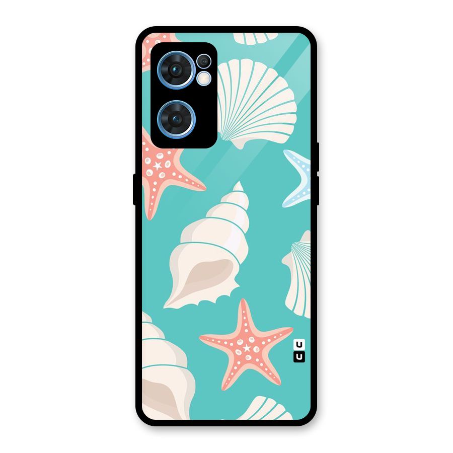 Starfish Sea Shell Glass Back Case for Oppo Reno7 5G