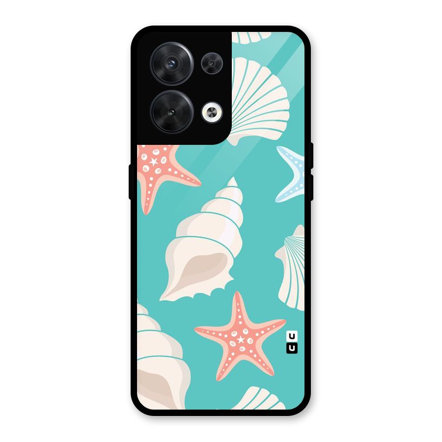 Starfish Sea Shell Glass Back Case for Oppo Reno8 5G