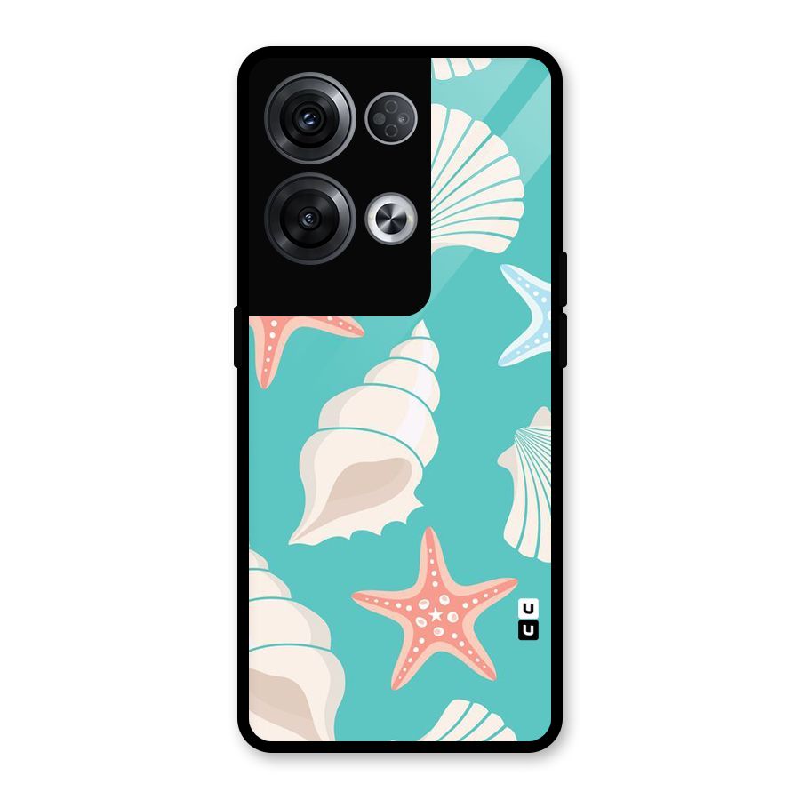 Starfish Sea Shell Glass Back Case for Oppo Reno8 Pro 5G