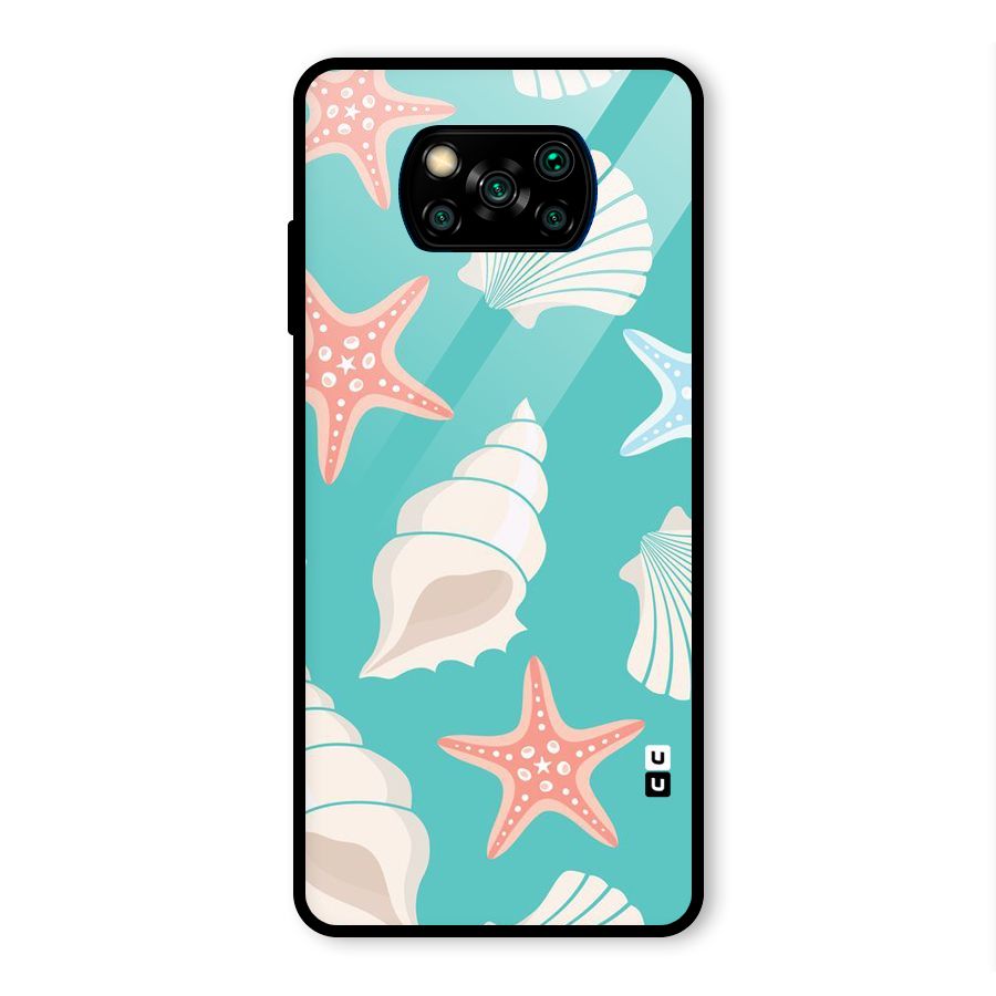 Starfish Sea Shell Glass Back Case for Poco X3 Pro