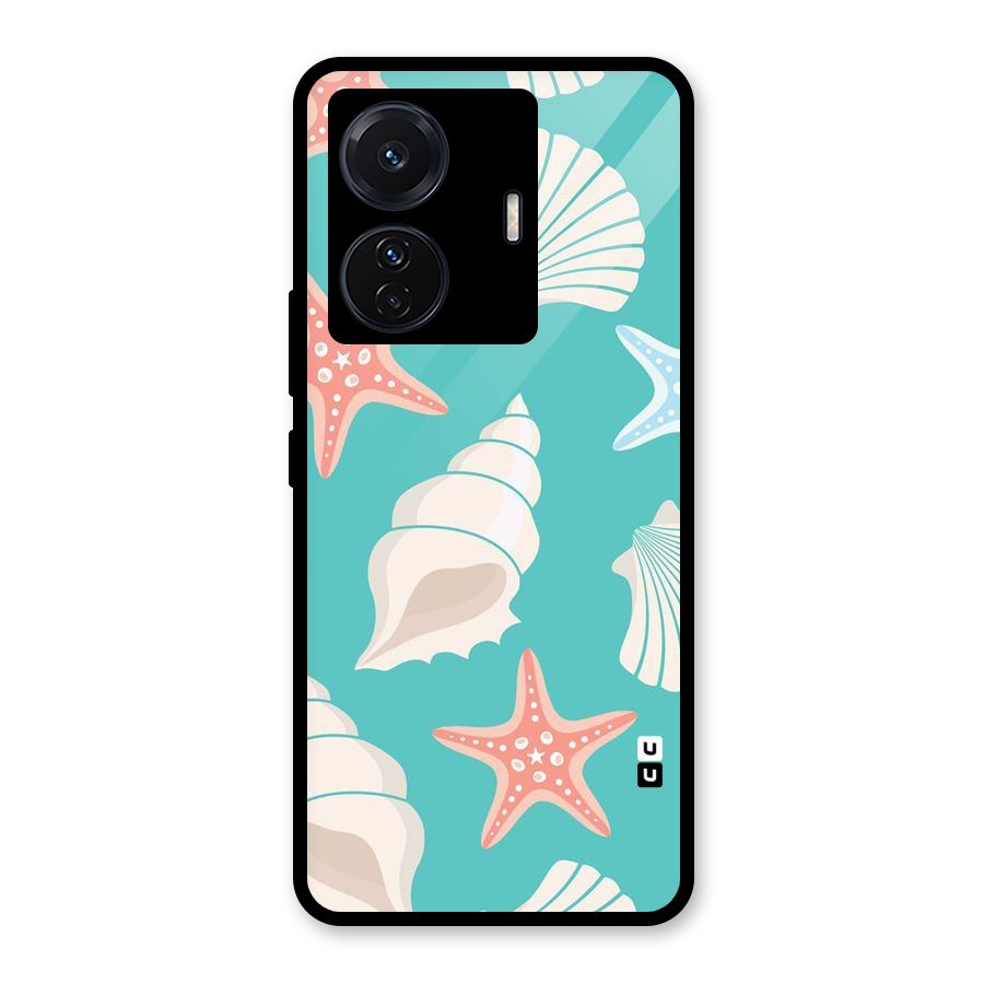 Starfish Sea Shell Glass Back Case for Vivo T1 Pro