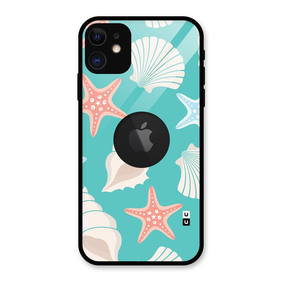 Starfish Sea Shell Glass Back Case for iPhone 11 Logo Cut