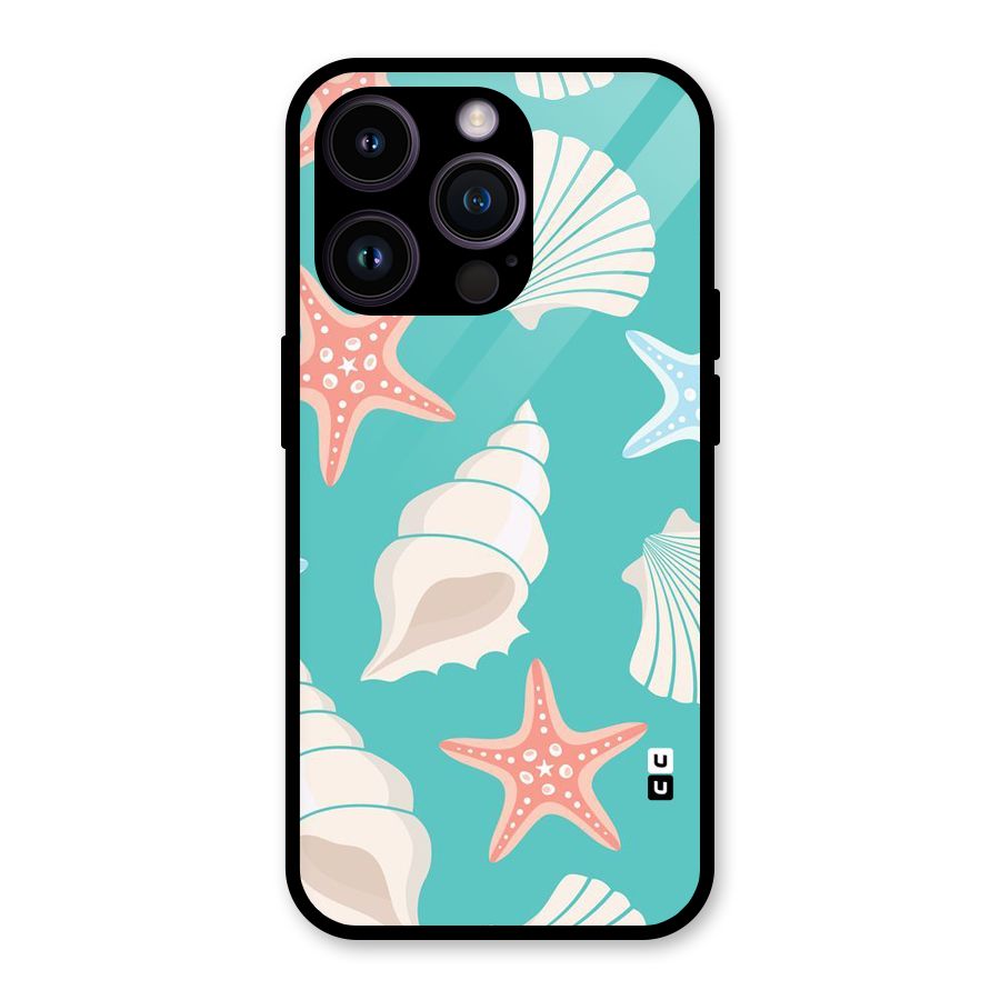 Starfish Sea Shell Glass Back Case for iPhone 14 Pro