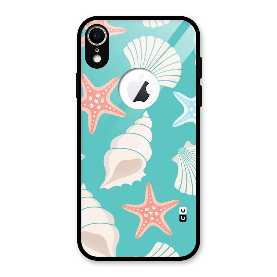 Starfish Sea Shell Glass Back Case for iPhone XR Logo Cut