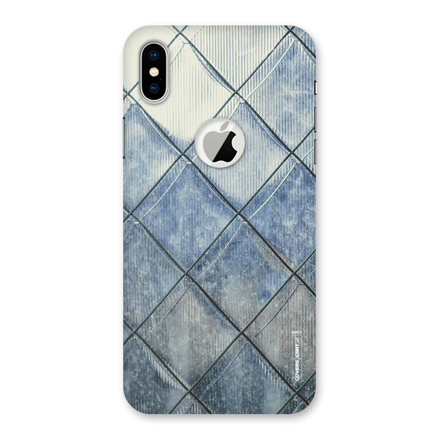 Steel Blue Pattern Back Case for iPhone XS Logo Cut