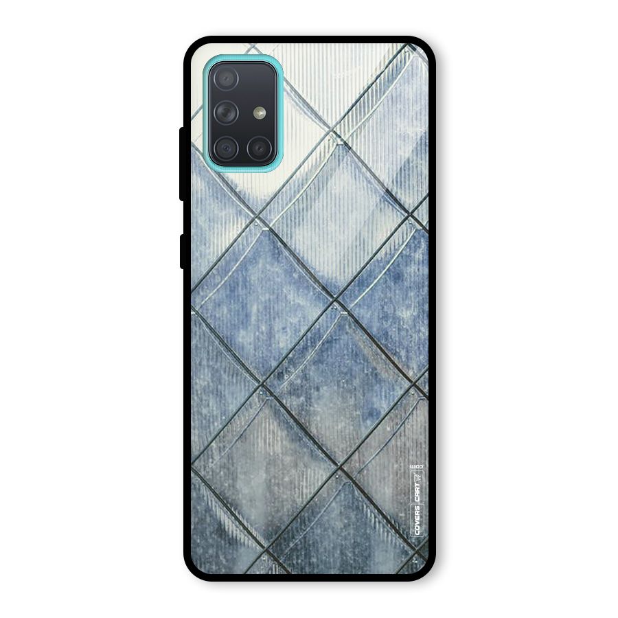Steel Blue Pattern Glass Back Case for Galaxy A71