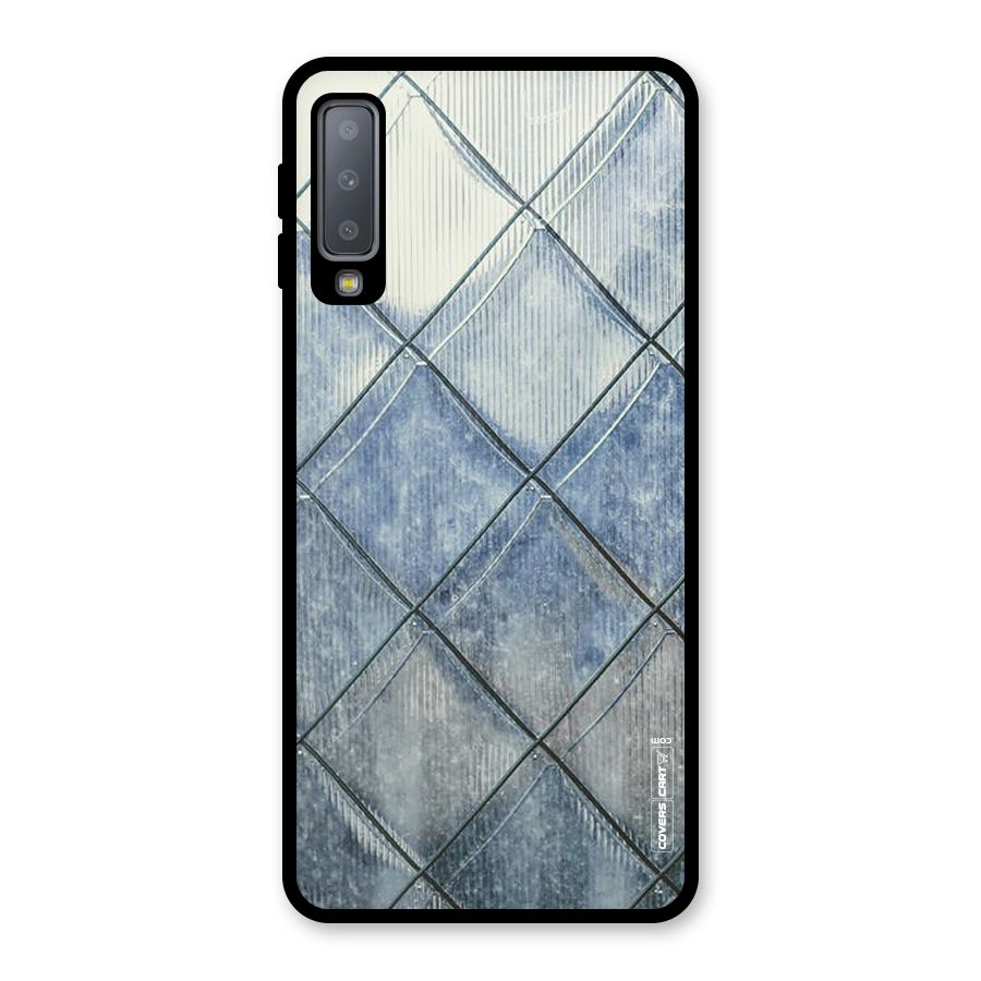 Steel Blue Pattern Glass Back Case for Galaxy A7 (2018)