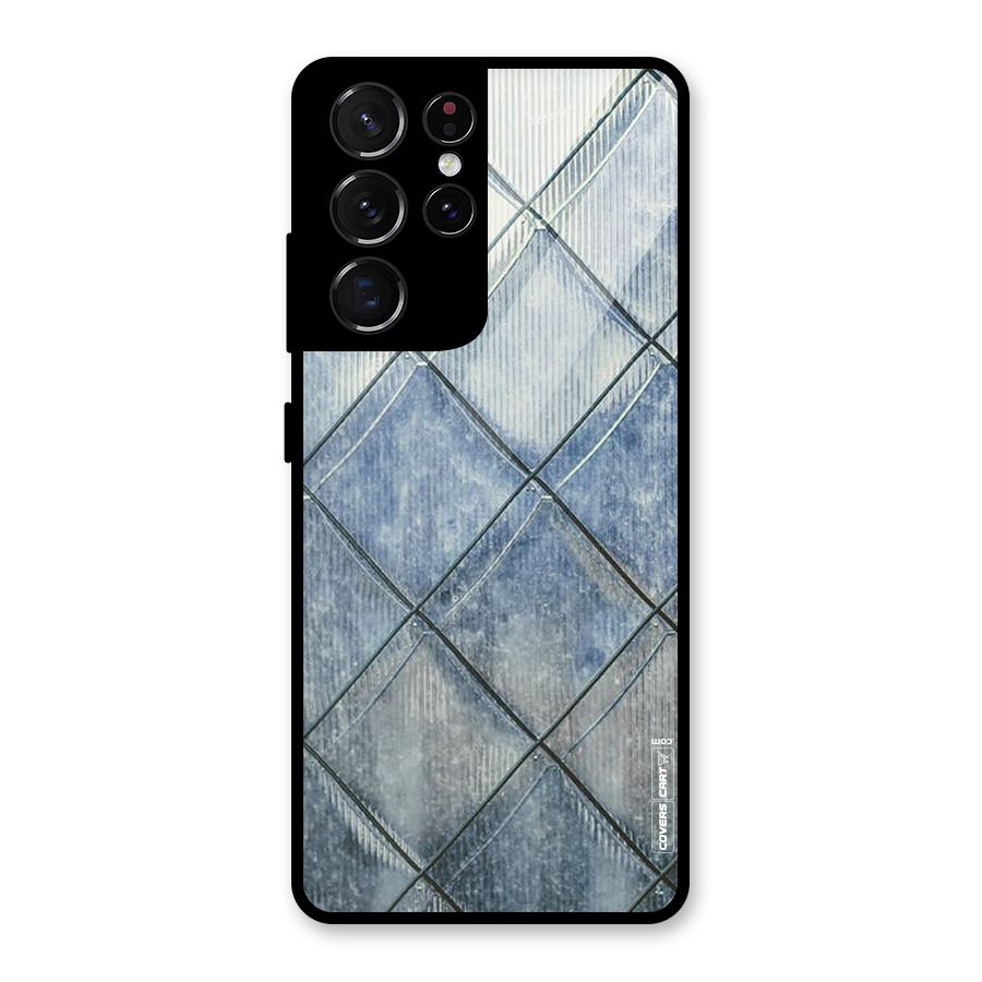 Steel Blue Pattern Glass Back Case for Galaxy S21 Ultra 5G