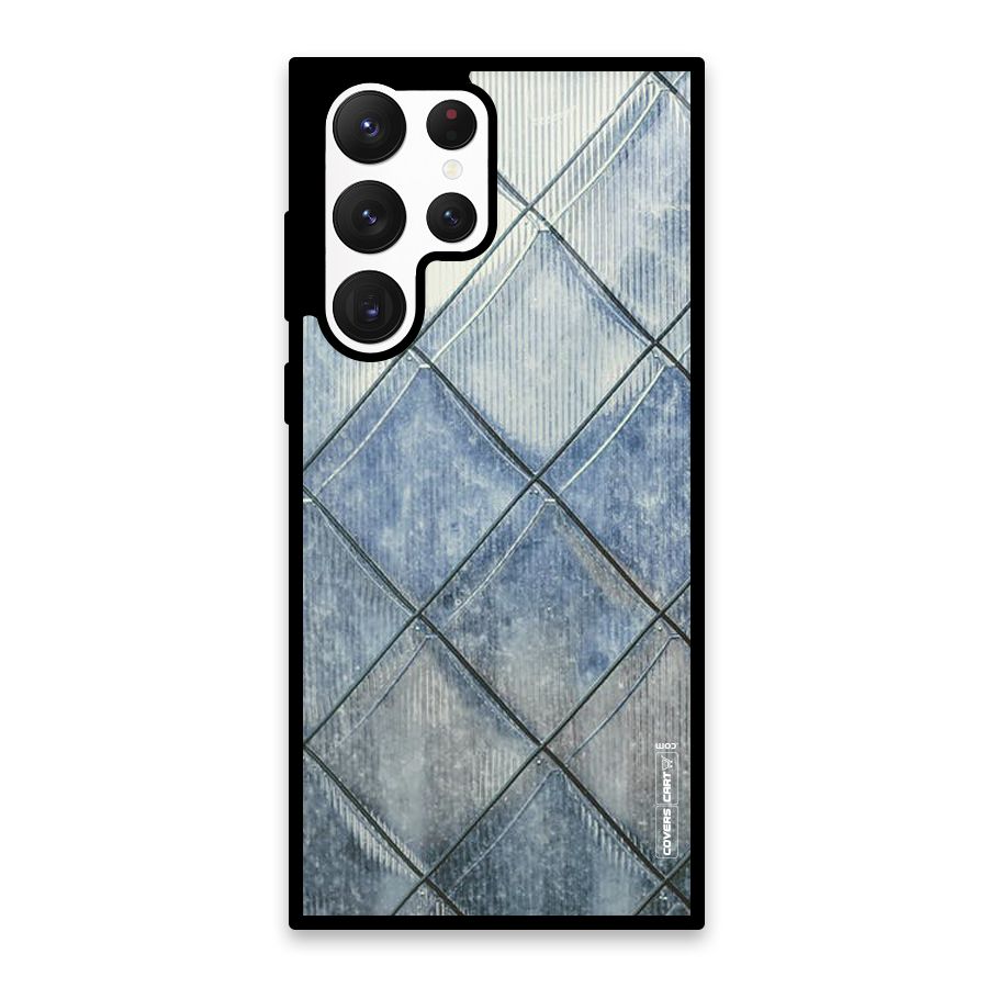 Steel Blue Pattern Glass Back Case for Galaxy S22 Ultra 5G