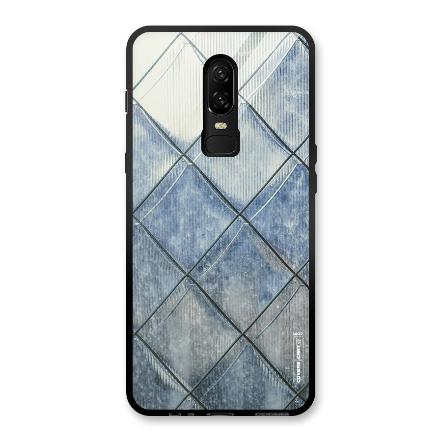 Steel Blue Pattern Glass Back Case for OnePlus 6